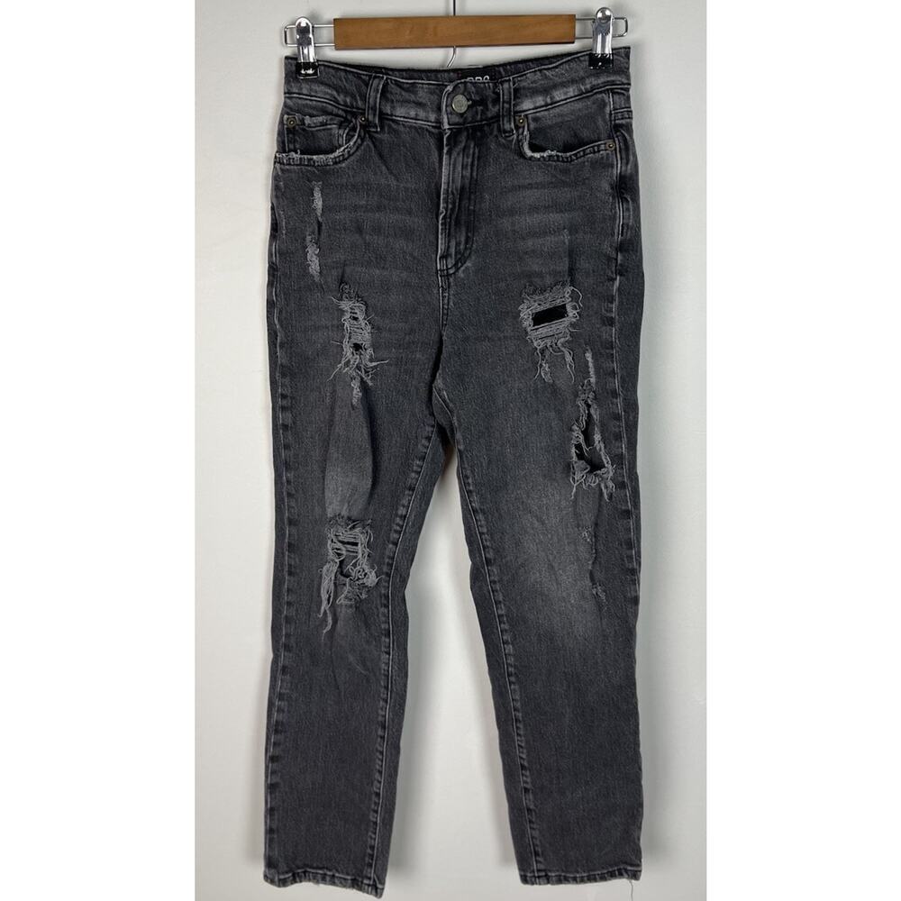 BDG Urban Outfitters High Rise MOM Jeans Black Wash Distressed Size 26 Women’s